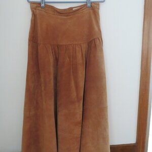 Vintage Women's Lord & Taylor Suede  Leather Maxi Skirt